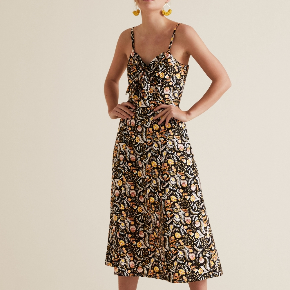 SEED HERITAGE Linen Floral Paisley Midi Dress - Picture 2 of 16